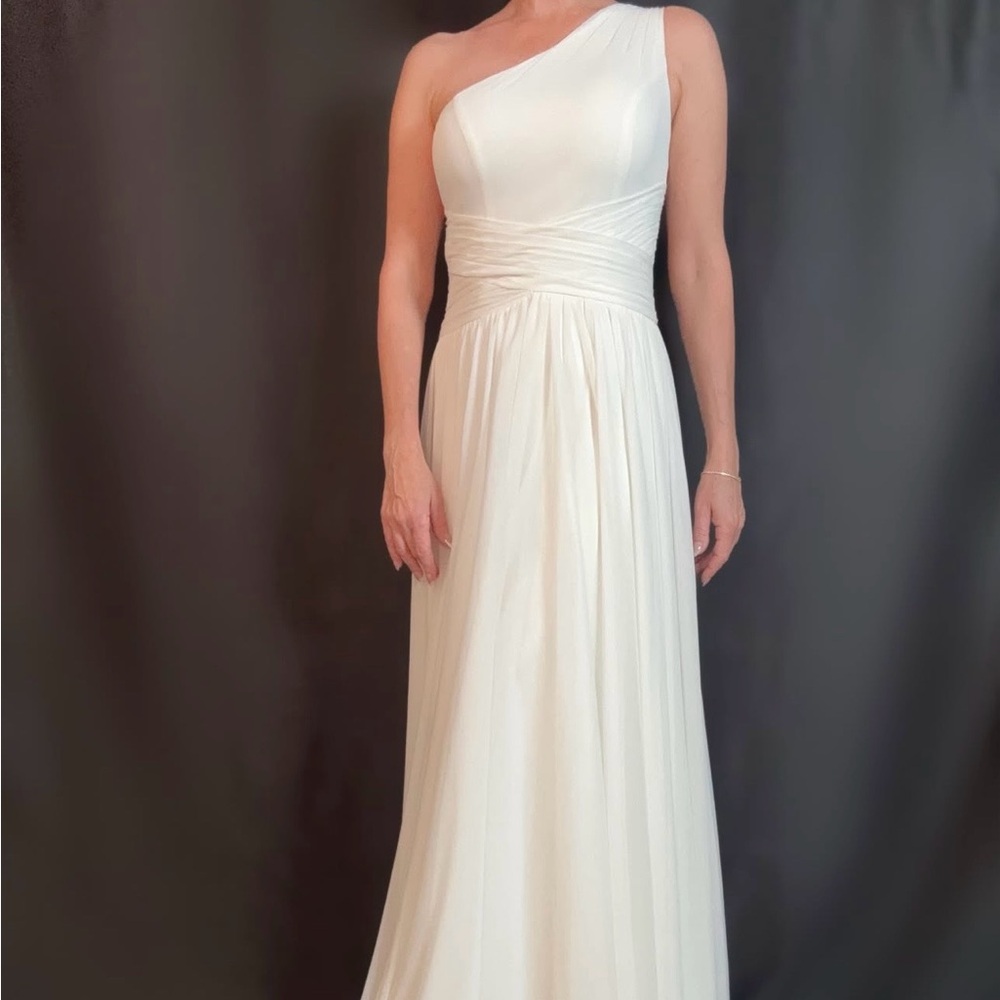 David's Bridal Cream Maxi Dress